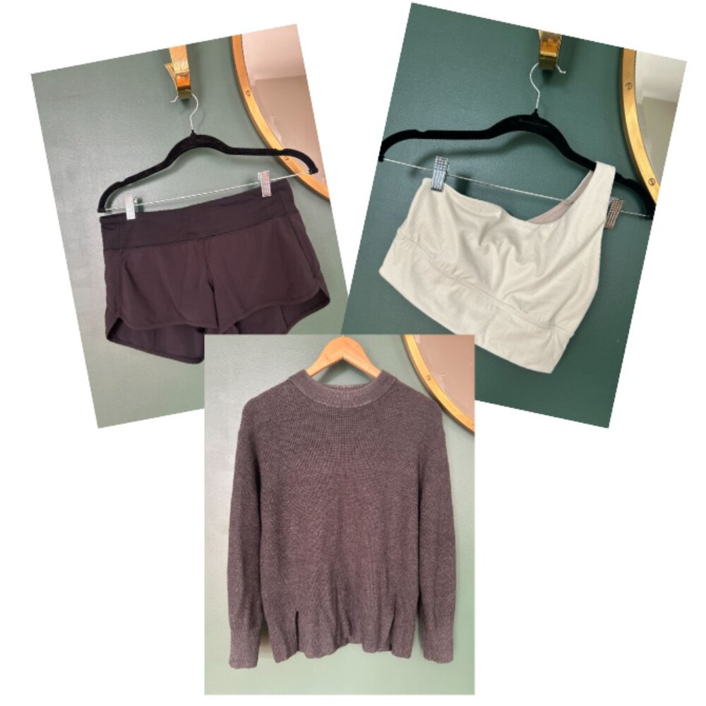$100 Lululemon Bundle! Shorts, Sports bra, & Knit Sweatshirt - Size 6